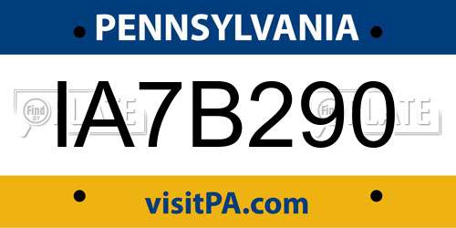 IA7B290 Pennsylvania License Plate
