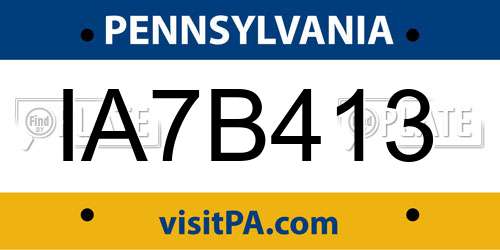 IA7B413 Pennsylvania License Plate