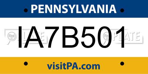 IA7B501 Pennsylvania License Plate