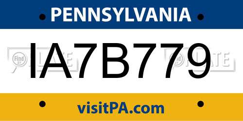 IA7B779 Pennsylvania License Plate