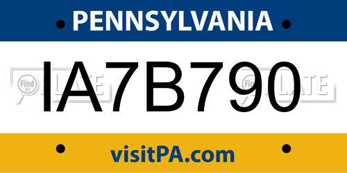 IA7B790 Pennsylvania License Plate