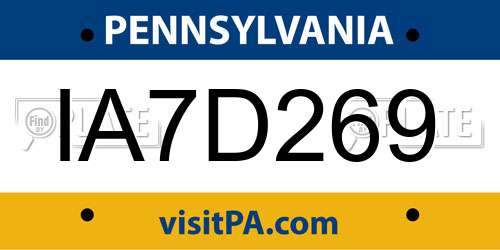 IA7D269 Pennsylvania License Plate