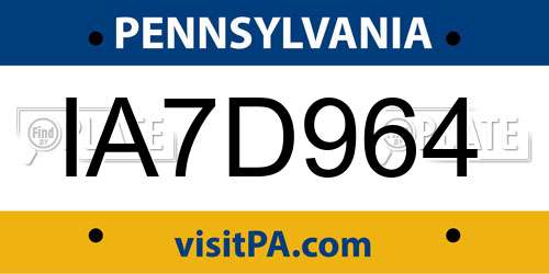 IA7D964 Pennsylvania License Plate