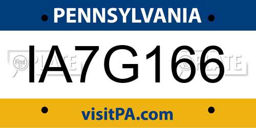 IA7G166 Pennsylvania License Plate