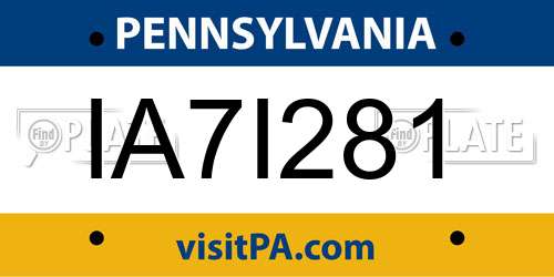 IA7I281 Pennsylvania License Plate