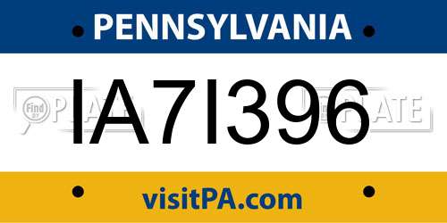 IA7I396 Pennsylvania License Plate