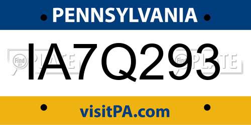 IA7Q293 Pennsylvania License Plate