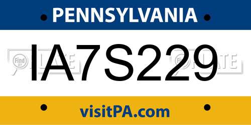 IA7S229 Pennsylvania License Plate