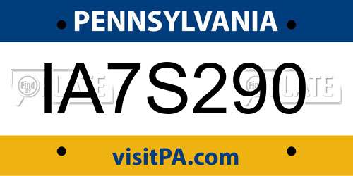 IA7S290 Pennsylvania License Plate
