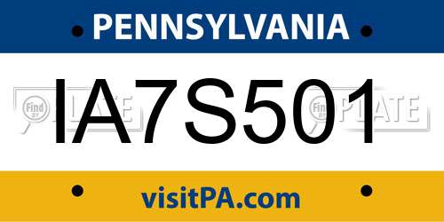 IA7S501 Pennsylvania License Plate