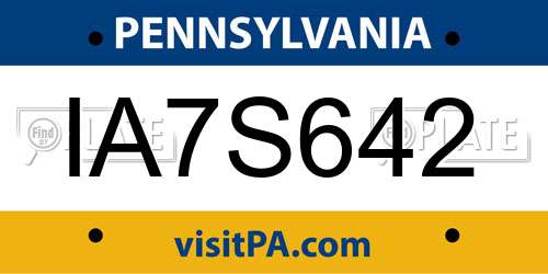 IA7S642 Pennsylvania License Plate