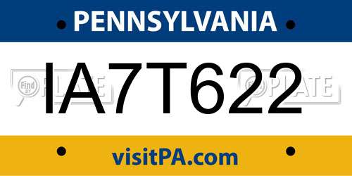 IA7T622 Pennsylvania License Plate