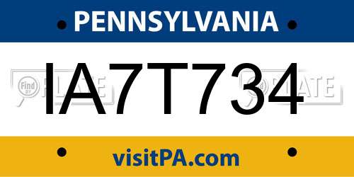 IA7T734 Pennsylvania License Plate