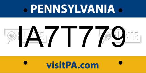 IA7T779 Pennsylvania License Plate