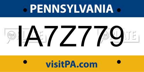 IA7Z779 Pennsylvania License Plate