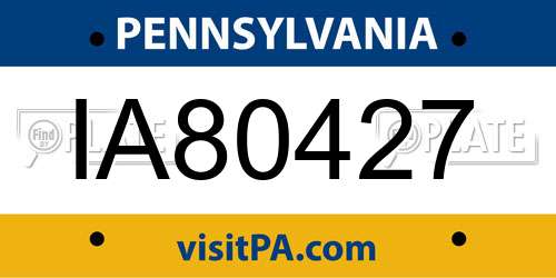 IA80427 Pennsylvania License Plate