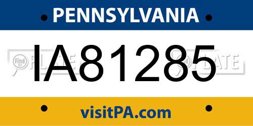 IA81285 Pennsylvania License Plate