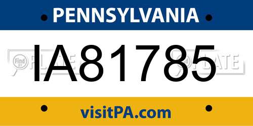 IA81785 Pennsylvania License Plate