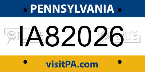 IA82026 Pennsylvania License Plate