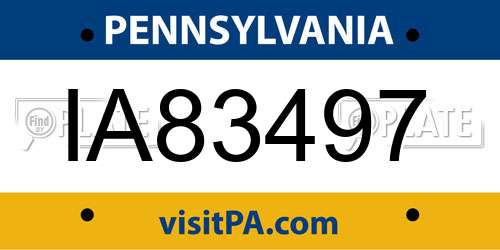 IA83497 Pennsylvania License Plate
