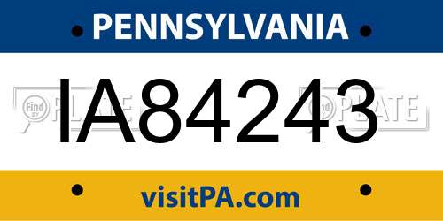 IA84243 Pennsylvania License Plate