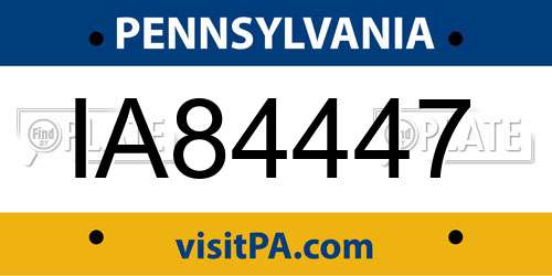 IA84447 Pennsylvania License Plate
