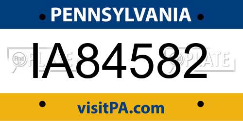 IA84582 Pennsylvania License Plate