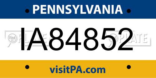 IA84852 Pennsylvania License Plate