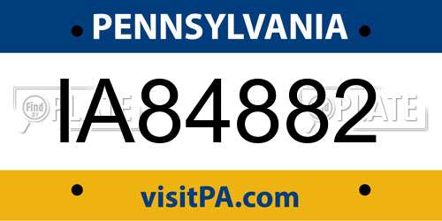 IA84882 Pennsylvania License Plate