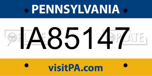 IA85147 Pennsylvania License Plate