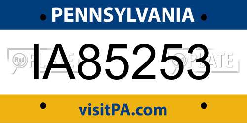 IA85253 Pennsylvania License Plate