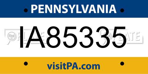 IA85335 Pennsylvania License Plate
