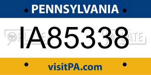 IA85338 Pennsylvania License Plate