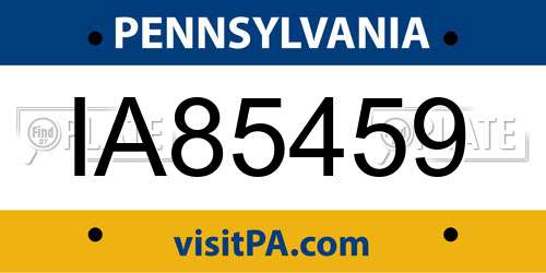 IA85459 Pennsylvania License Plate