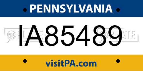 IA85489 Pennsylvania License Plate