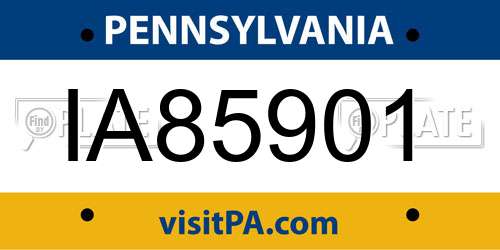 IA85901 Pennsylvania License Plate