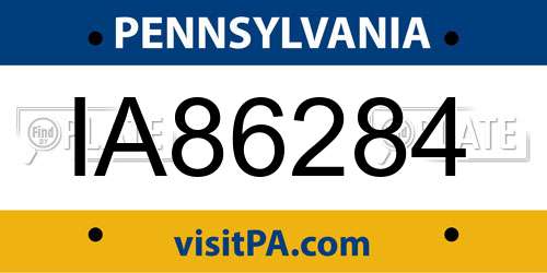 IA86284 Pennsylvania License Plate