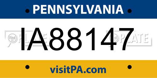 IA88147 Pennsylvania License Plate