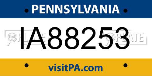 IA88253 Pennsylvania License Plate