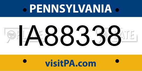 IA88338 Pennsylvania License Plate