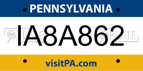 IA8A862 Pennsylvania License Plate