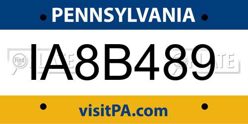 IA8B489 Pennsylvania License Plate