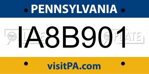 IA8B901 Pennsylvania License Plate