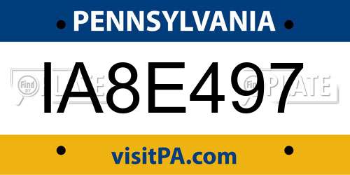 IA8E497 Pennsylvania License Plate