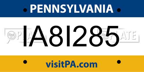 IA8I285 Pennsylvania License Plate