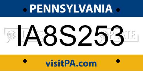 IA8S253 Pennsylvania License Plate