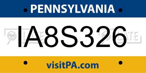 IA8S326 Pennsylvania License Plate