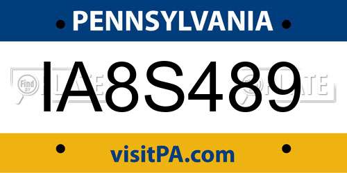 IA8S489 Pennsylvania License Plate