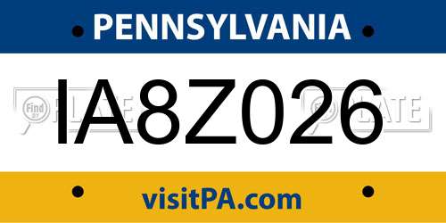IA8Z026 Pennsylvania License Plate