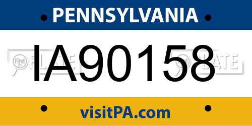 IA90158 Pennsylvania License Plate
